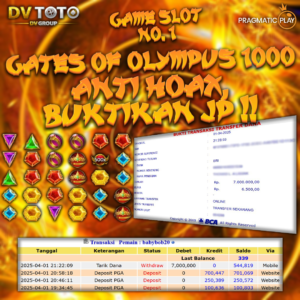 DVTOTO MENANG SLOT GATES OF OLYMPUS 1000 Rp. 7.000.000,- LUNAS